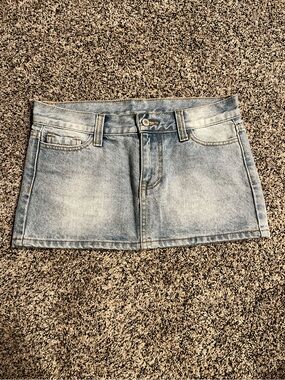 Brandy Melville Light Wash Denim Mini Skirt